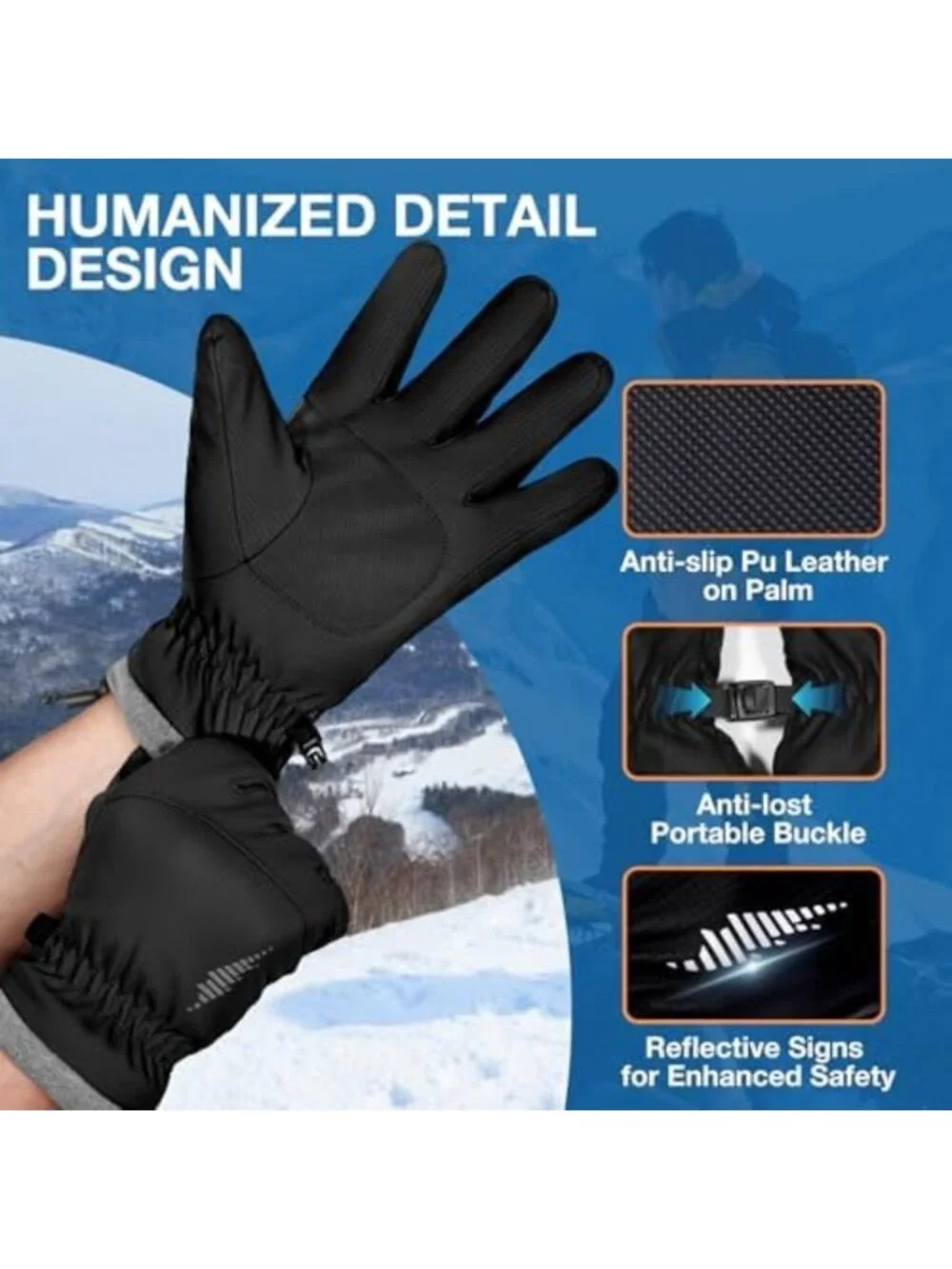 Winter Waterproof Touchscreen Gloves for Men & Women - Warm, Windproof, Thermal